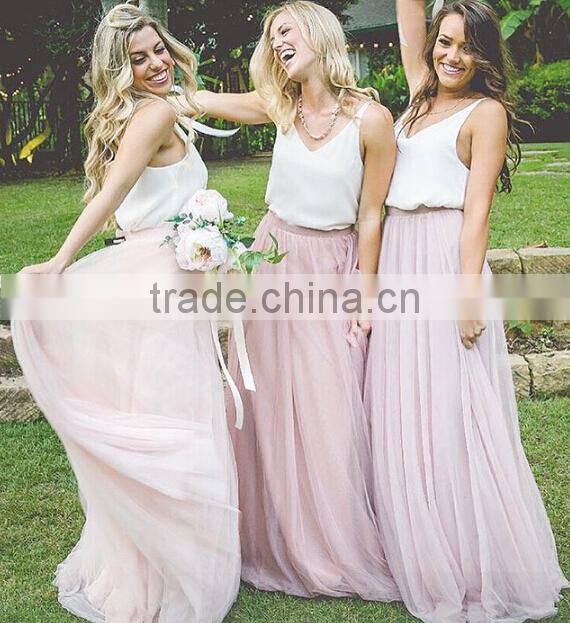 2017 summer latest women long skirt design bridesmaid dress high quality tulle skirt for wholesale