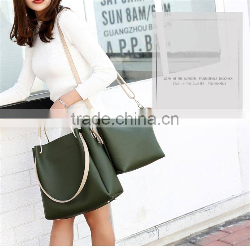 Army Green Metal Handle Handbag Fashion Messenger Bag