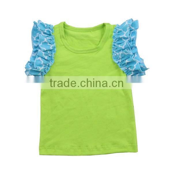 2017 girl boutique clothing t shirt baby flutter sleeves shirt girls ruffle shirt