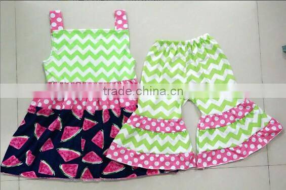 Girl Clothes Open-Seat Long Sleeve Cotton Baby Onesie Green Clover Pattern Knot Bow Organic Cotton Ruffles Romper