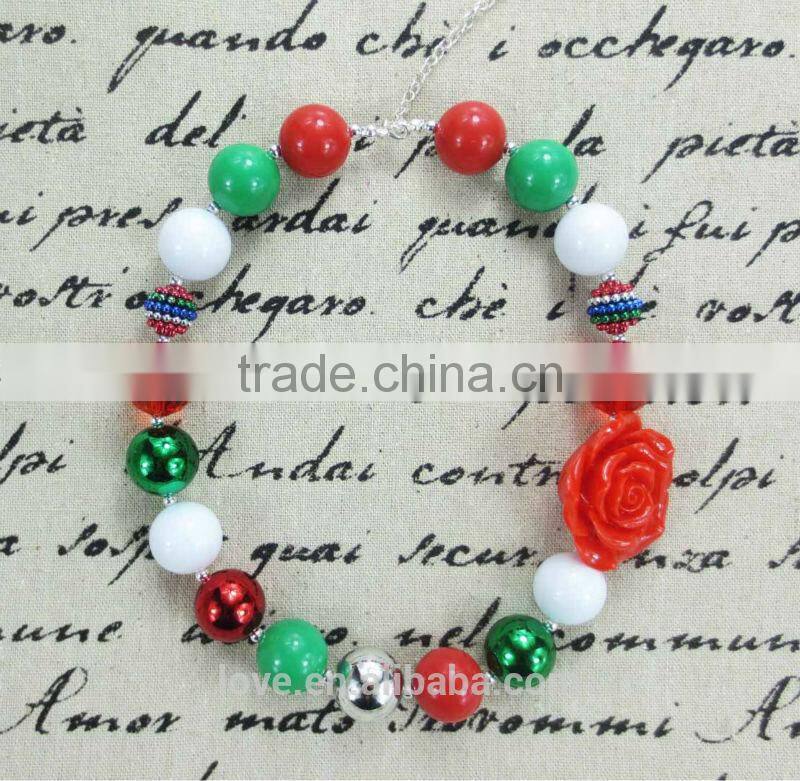 Christmas Baby Bubblegum Beaded Necklace