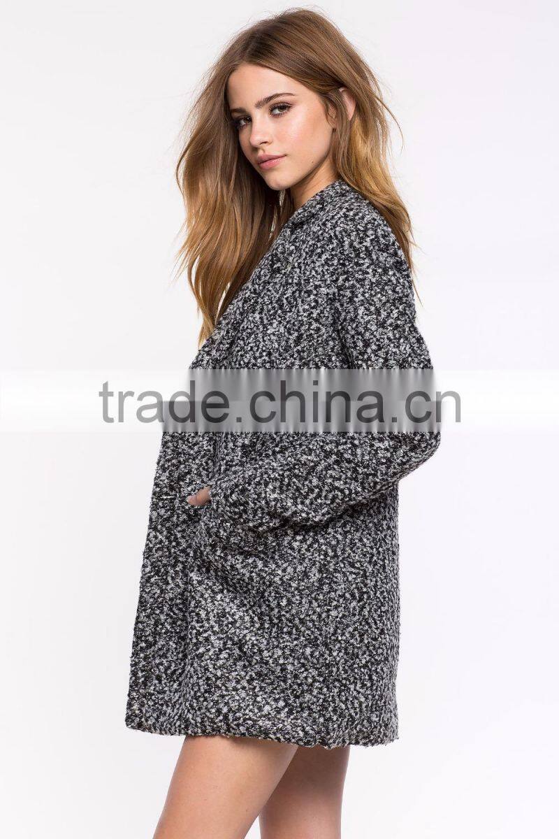 New arrival notch collars women coat elegant long sleeves winter coat woman