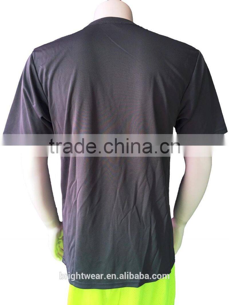 100% polyester birdeye plain chest pocket customized T-shirt
