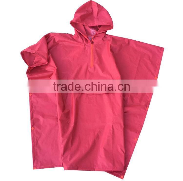PVC ladies rain wear red adult rain poncho for women