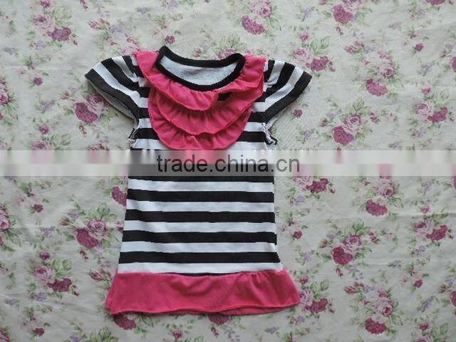 2017 Casual Style Baby Girls Cotton Clothes Kids Girls Stripe Flutter Sleeves T-Shirt
