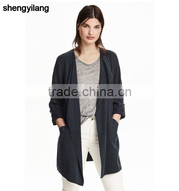 Wholesale women casual jacket custom high quality jacket in a lyocell blend