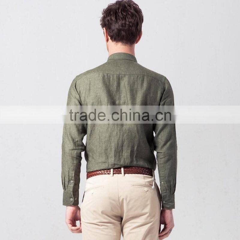 Men's long sleeve flax casual shirt
