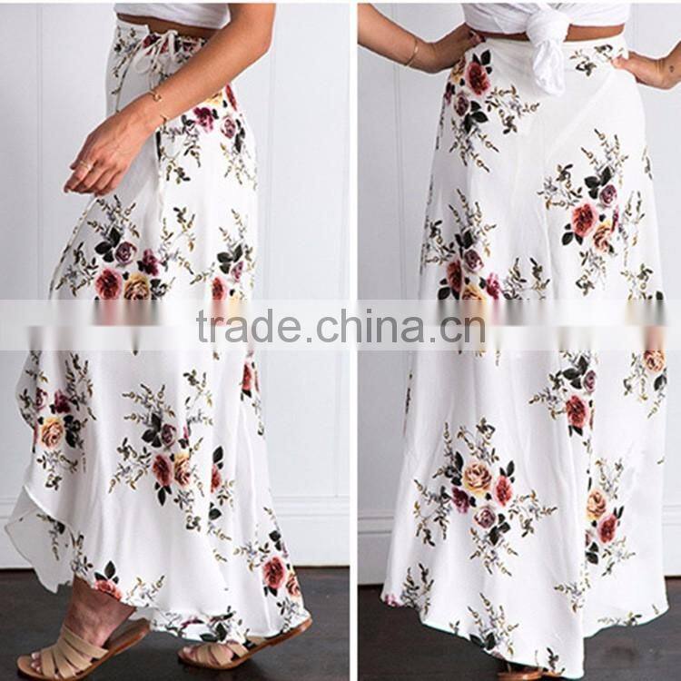 2017 Latest Fashion OEM sexy women summer printed long maxi skirt for wholesale