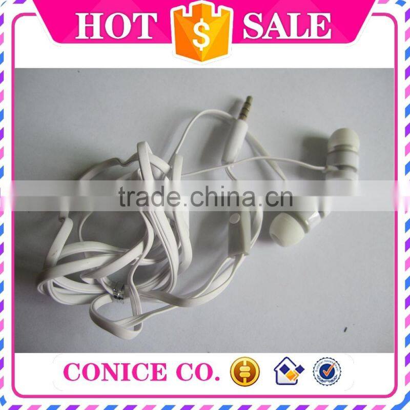 fancy quality white flat cable earbuds magic sound stereo in-ear earphone with mic