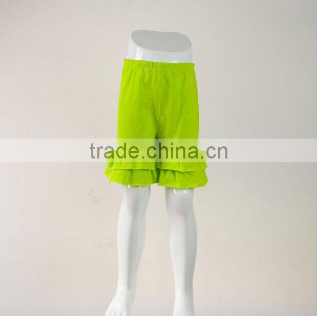 Hot sale Trousers Ruffle Leggings Wholesale girls cotton outfit! Baby clothing shorts triple ruffle pant Capri shorts pants