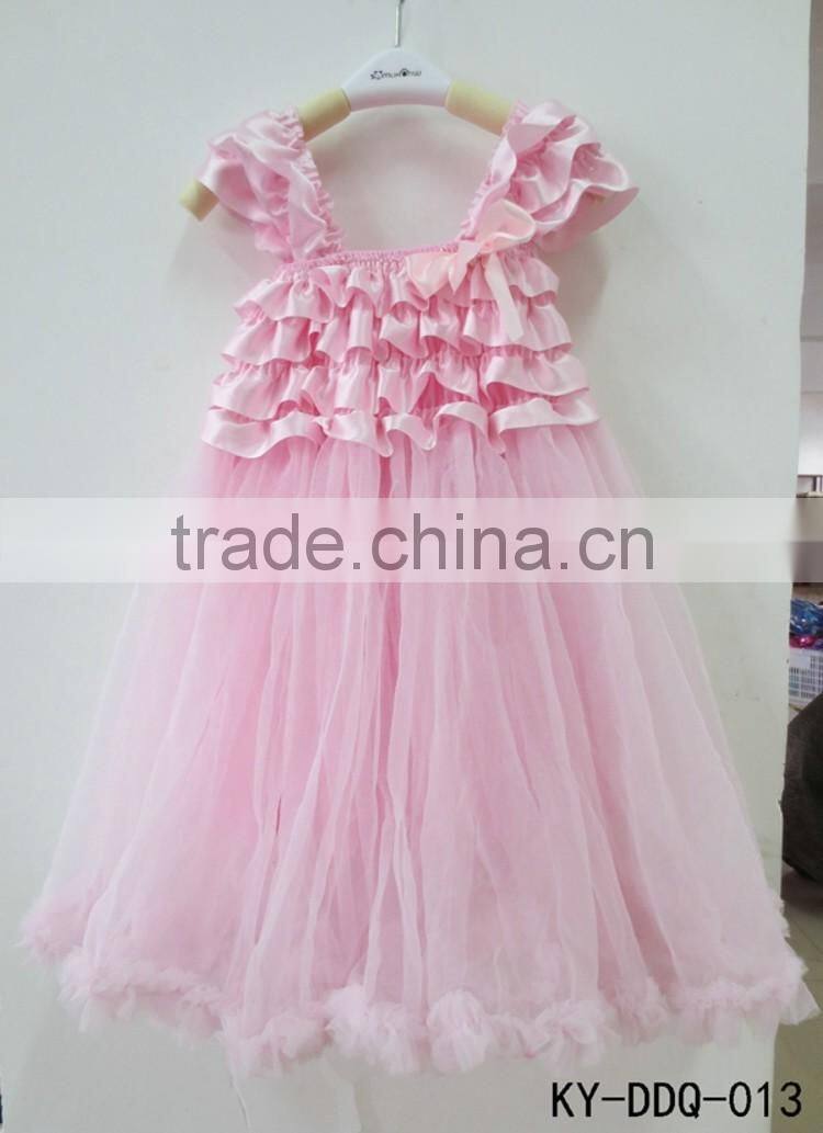 High quality wholesale Upscale girls princess dress,ruffle cute dress,veil baby girls highest dress MC6030201