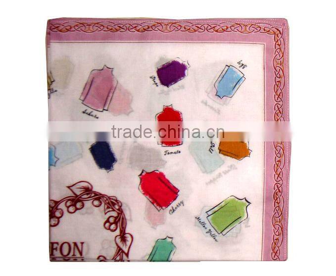 cotton drawing print design ladies handkerchief