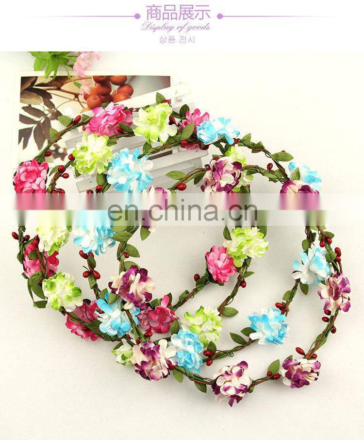 FG-0013 wholesale bridal wedding artificial wicker flower garland/ flower head wreath