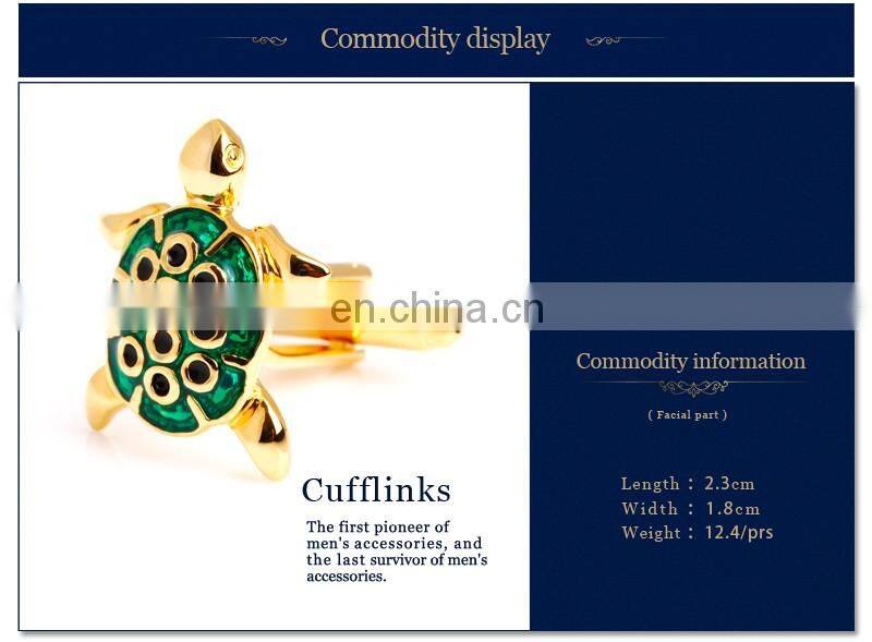 Lovely Green Turtle Men Shirt Gold Cufflinks