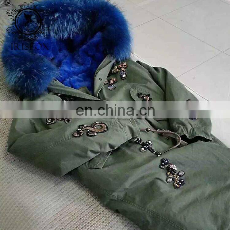 high-end Italy style super big fur hood military long fur parka jacket