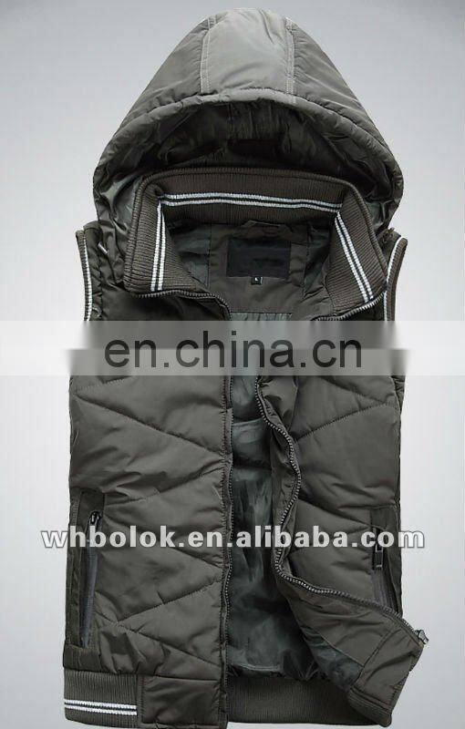 Fashionable mens quilted waistcoat with hood winter vest