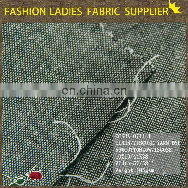 2014 new design 55%ctn45%viscose yarn dye fabric,linen/viscose yarn dye ,viscose/cotton fabric
