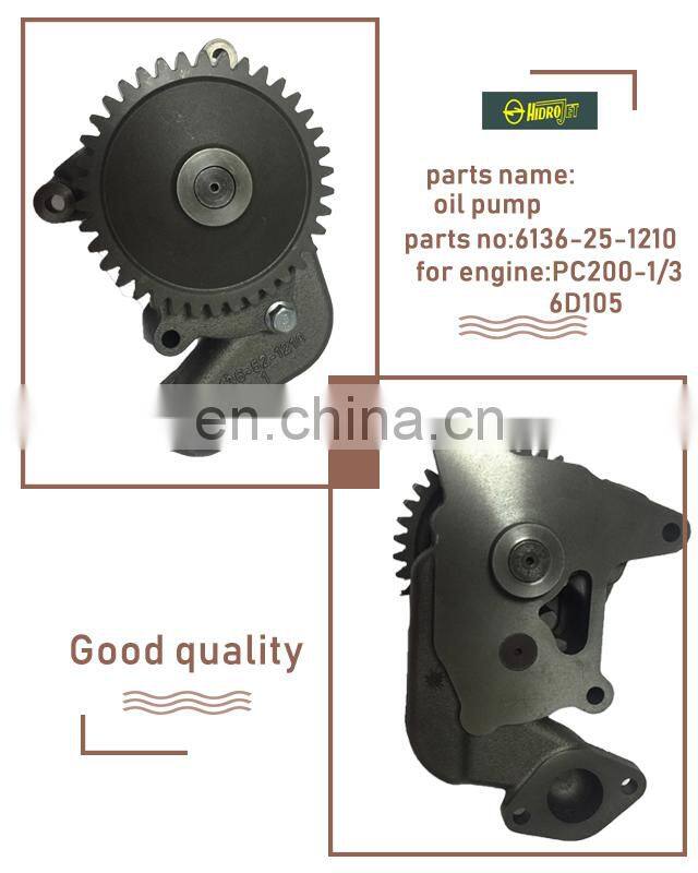 High quality excavator parts 6136-52-1210 oil pump for PC200-3 PC200-1 6D105