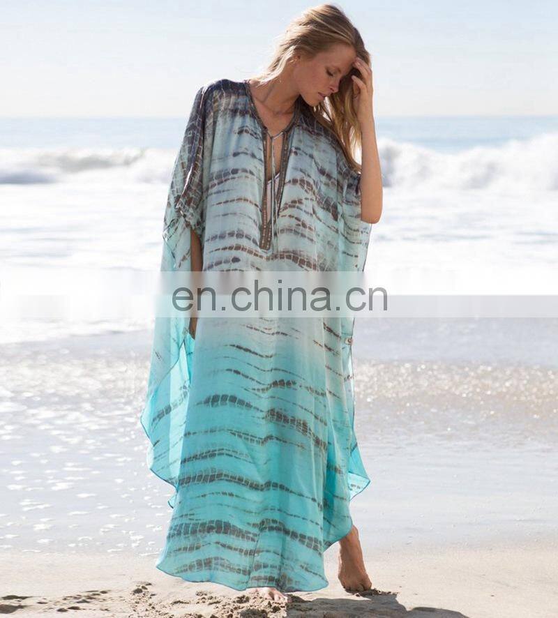 blue Long Beach Dress Cover up 2019 Bikini Cover up Sarong Tunicas Playa Mujer Kaftan Beach Pareo Swim suit