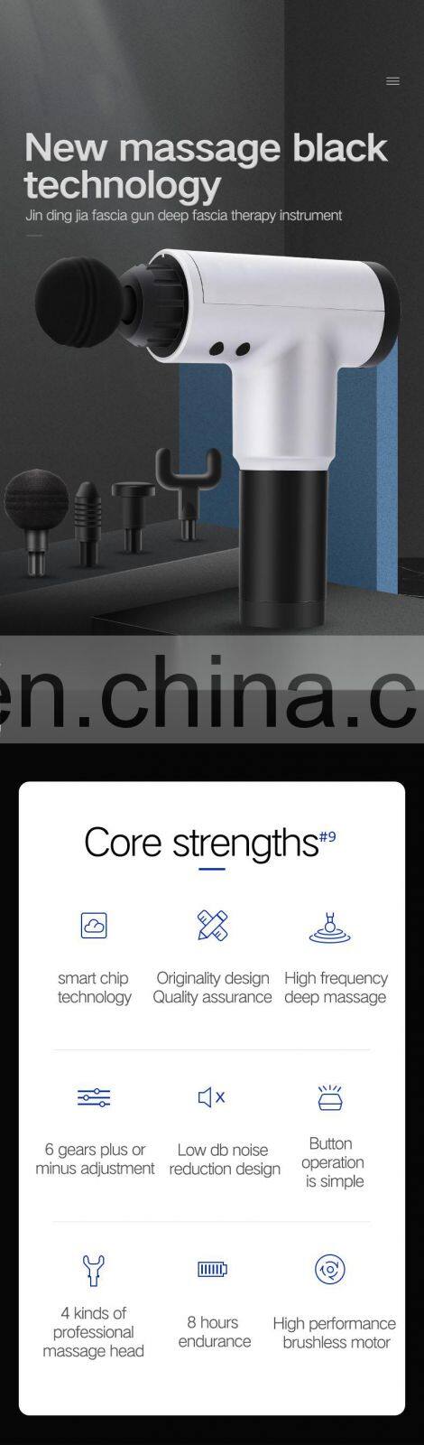 Rechargeable battery cordless deep muscle tissue sports vibration mini massage gun / Fascia gun