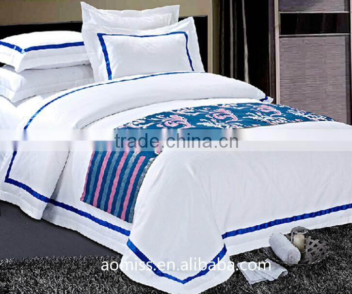 Cotton 400 Thread Count Hit Color Sateen bedding Set White Bed Linen Hotel