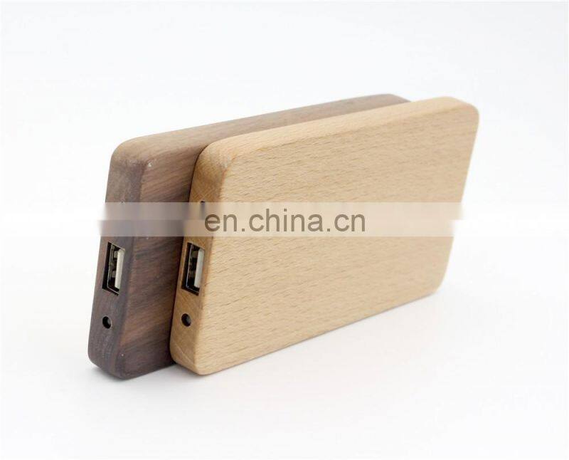 Hot Selling portable Custom Maple Walnut 4000mAh Wood Power Bank