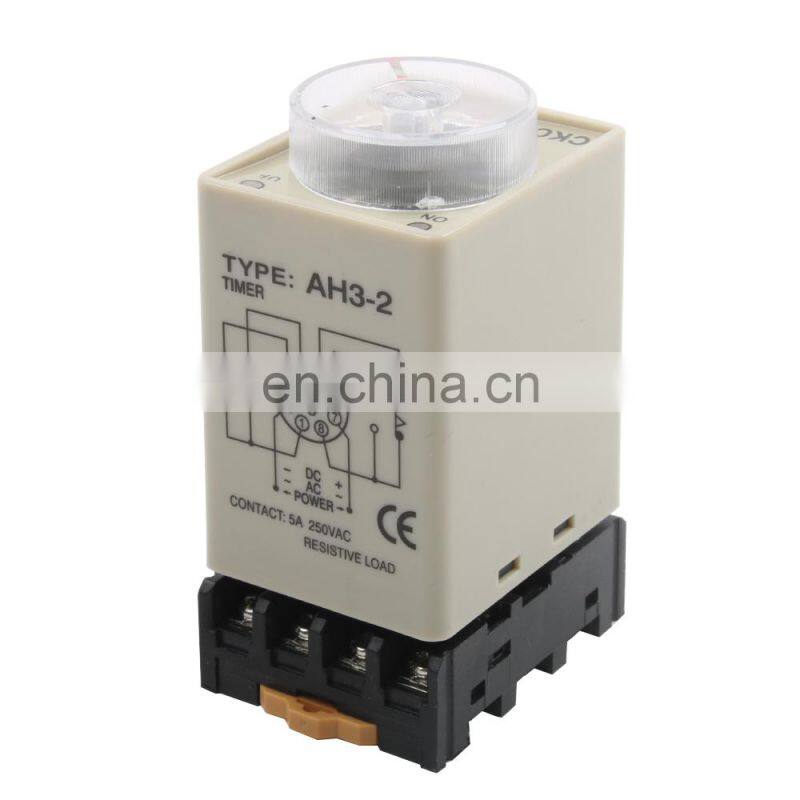 AH3-2 AC 220V 8 Pin DPDT 0-3 Hours 3H Power on Delay Timer Time Relay with socket base