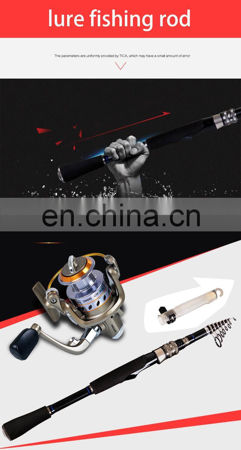 Trolling fishing rod kit Carbon telescopic spinning fishing rod and reel combo set for lure fishing