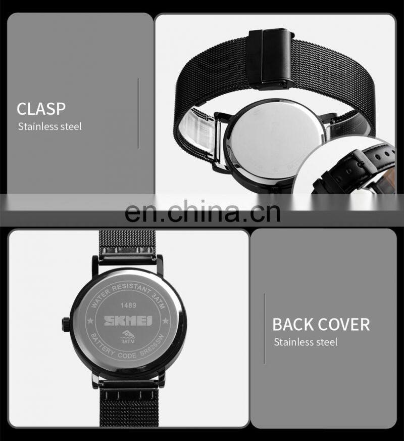 new 2019 SKMEI 1489 japan movt quartz stainless steel watches men wrist