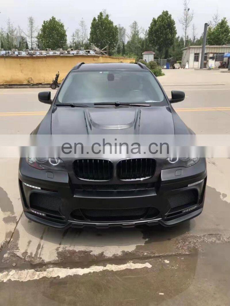 Runde Resin &Half Carbon Material Front Bumper Grille Side Skirt Spoiler Rear Lip Hood For BMW X6 E71 Haman Style Wide Body Kit
