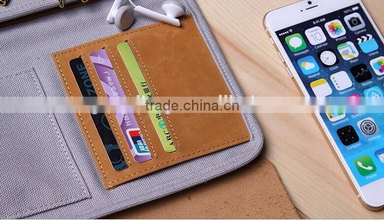 Multifuction High-capacity Genuine Leather and canvas Travel Data Cable Line Cellphone Camera Storage Bags Organizer Bag