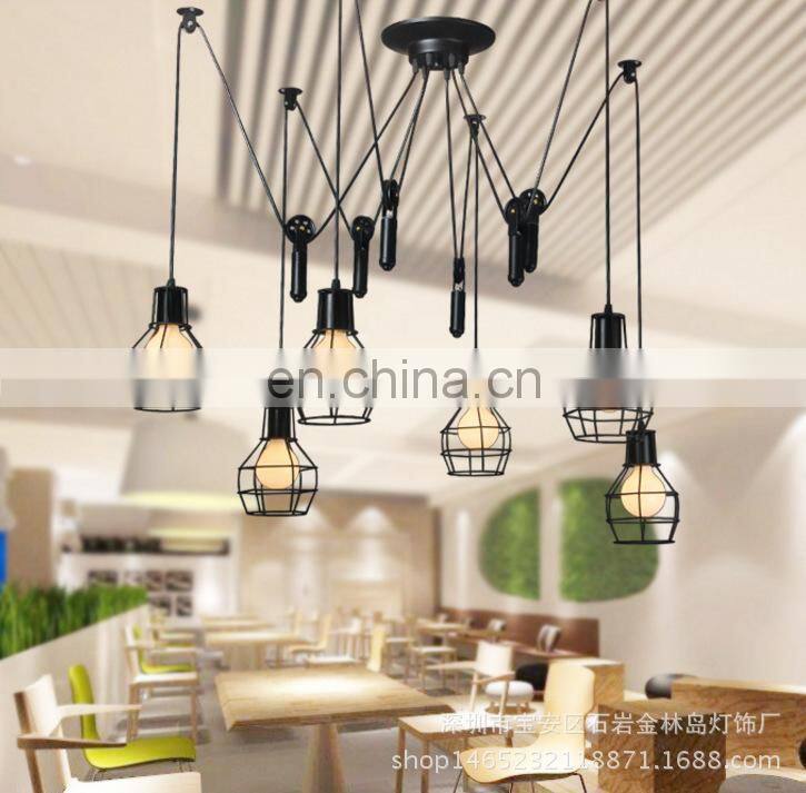 Retro loft industrial iron hanging lights E27 110V 220V LED black pendant lamps for kitchen living room bedroom aisle restaurant