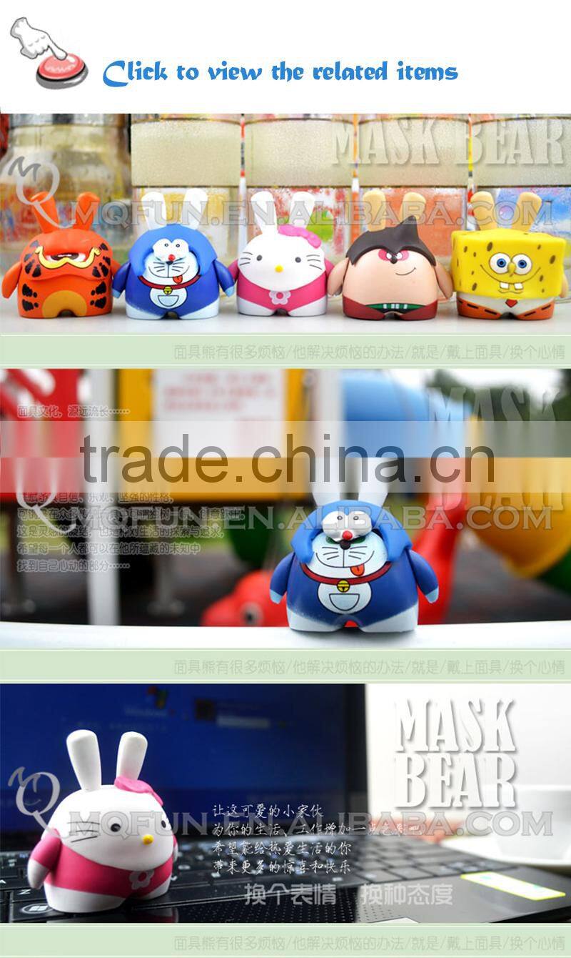 Mini Qute Mask Bear 6.5cm Kawaii girl gift hello kitty plastic reloading action figures Cartoon toy car Decoration dolls model