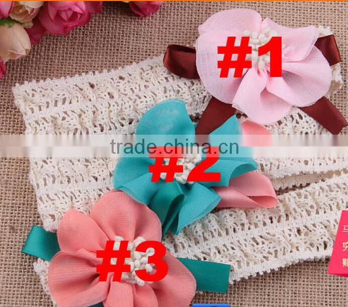 3 colors baby hair accessories shinny flower elastic headband with jewelry MY-CA0002