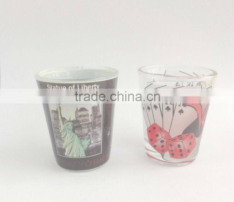 CE/EU/FDA/SGS high quality printed shot glass,tequila shot glass,hanging shot glass