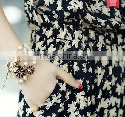 Show thin printed chiffon jumpsuits summer clothes pants female leisure trousers