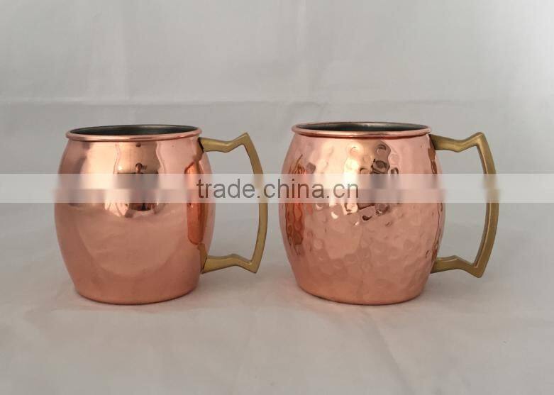 Bigger Brass handle 304# Stainless steel solid copper plated Old Dutch International Moscow Mule 16-Ounce Copper Mug