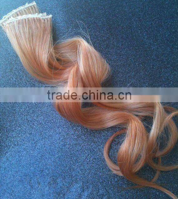 Golden Copper Highlight Clip In Hair Extension Remy Human Hair