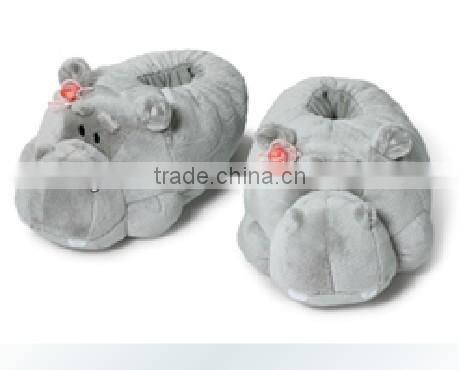plush hippo slippers/hippo slippers/plush novelty slippers