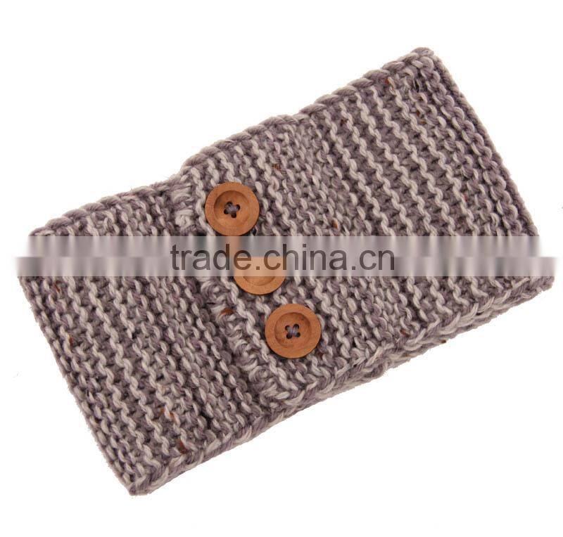 Fashion Trendy Girls Headband with Buttons Knitting Hair Accessories for women