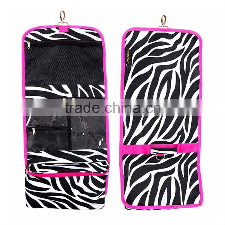 Fashionable zebra print useful hanging beauty cosmetic bag