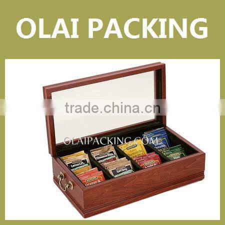 High Quality 8 Slots Wooden Tea Bag Storage Box