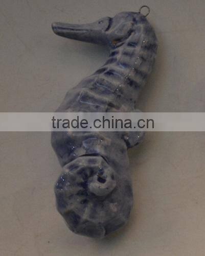 Marine series of embossed 3D ceramic home decor Hippocampus pendants