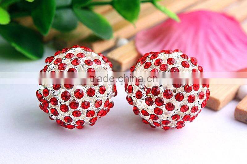 AAA Quality 20mm large fashion alloy rhinestone ball crystal bubblegum loose charm beads for DIY jewelry making!!
