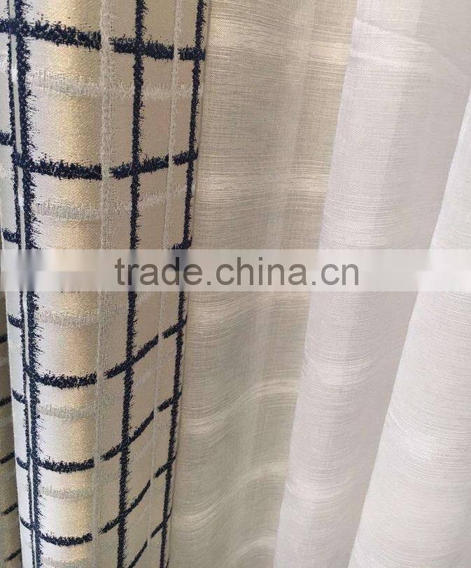 More modern grid jacquard shading bedroom window sitting room drapes