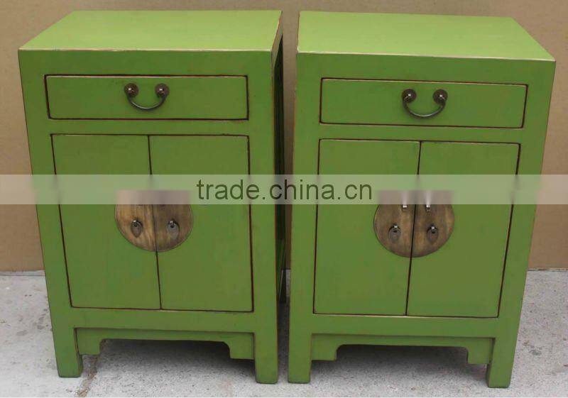 Chinese Antique red bedside corner cabinet