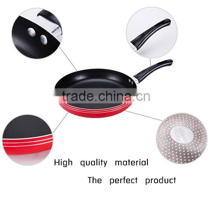 Red Aluminum Non-stick Pressed/Forged Induction Frying Saute Egg Pizza Pancake Pan Cooking Tool Skillet with Carved Line