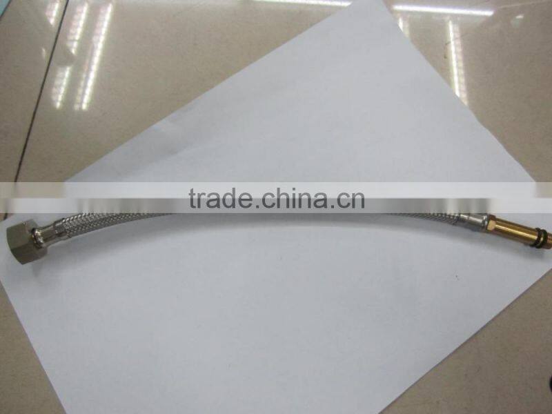 high pressure stainless steel flexible braided hose/Steel wire knitted brass gas hose/steel plumbing basin sink inlet hose