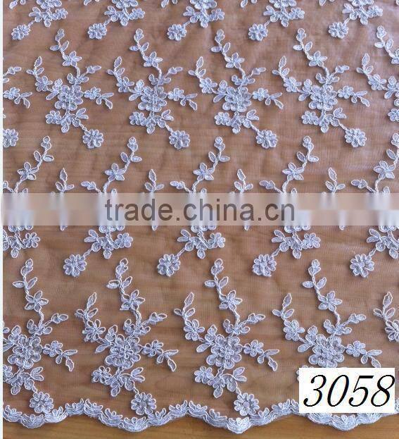 2015 wholesale new design embroidery lace fabric for wedding dress