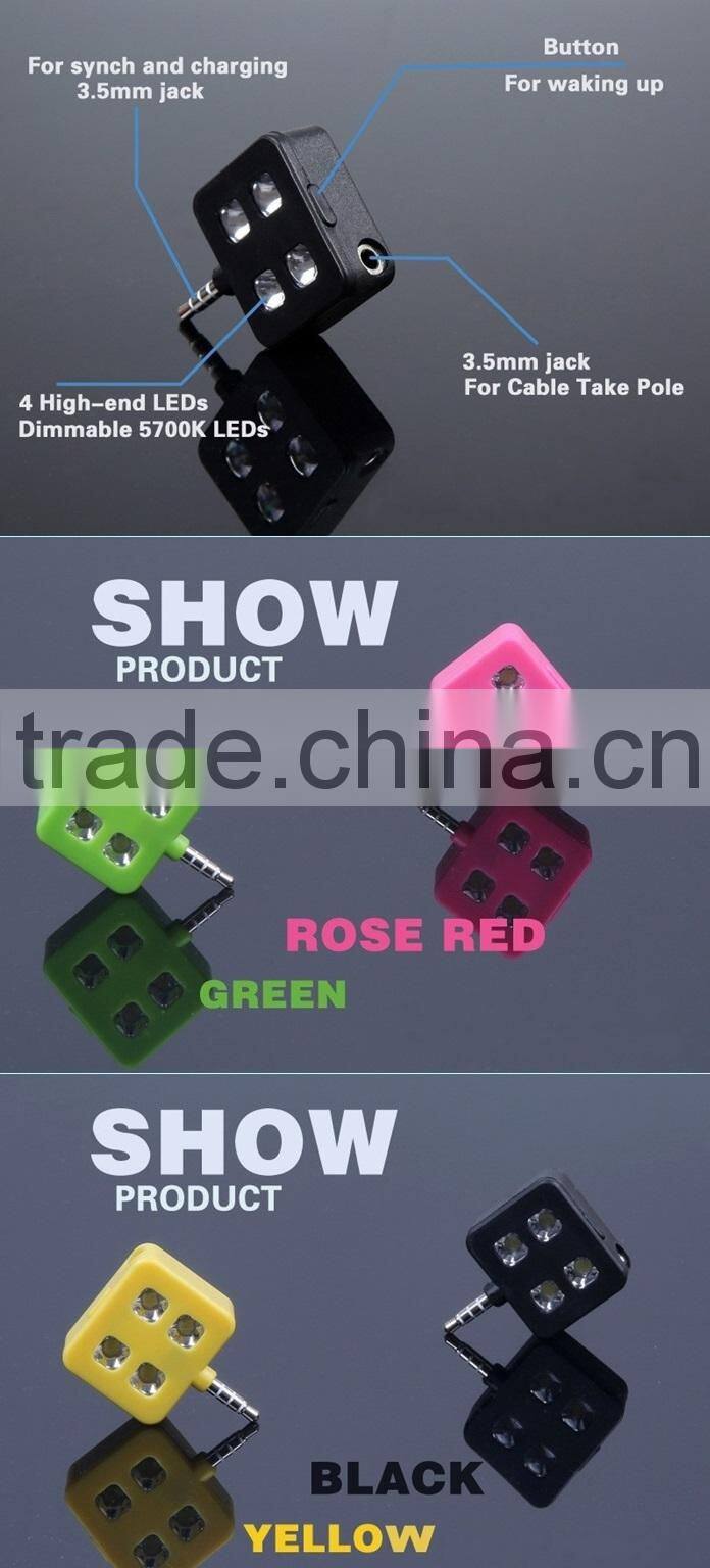 Portable Mini 4 LED External Flash Fill Light Selfie Lamp For iPhone 6